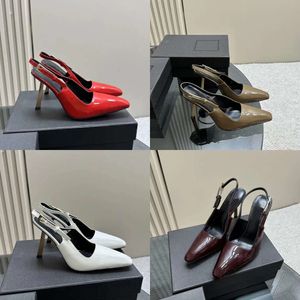 Slingbacks eleganckie kobiety oryginalne skórzane sandały koktajlowe buty buty designerskie buty 10 cm nowe sztyletowe sukienki imprezowe buty oryginalna jakość