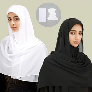 Abbigliamento etnico 2 pcs elastico undercap chiffon hijab color roold berretto interno combinazione di sciarpa leggera regali di copricapo musulmani per eid