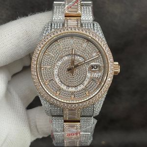 Orologio da uomo a diamante completo orologi meccanici automatici zaffiro da 42 mm con braccialetto in acciaio a diamante da donna orologi da polso Montre de Luxe