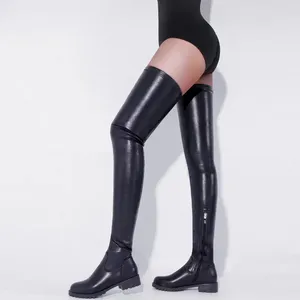 Botlar Kadınlar Erkek Seksi Uyluk Yüksek Yüksek Diz Şerit Kutup Ayakkabıları Artı Boyut 43 44 Kulüp Kız Tasta Tasarımcı