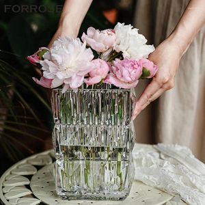 Vases Ins Modern Glass Vase Luxury Crystal Clear For Home Office Tabletop Ornament Wedding Centerpieces Decoration