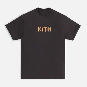 Bırak kith fw tshirts kalite maç mektubu desen kısa kollu patates kızartması gündelik büyük boy kith tişört erkekler için kadınlar 240420