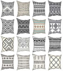 Kuddecorativ kudde retro bohemiskt mönster svarta vita fall tribal geometrisk boho etnisk kudde täckdekor kudde för4219736