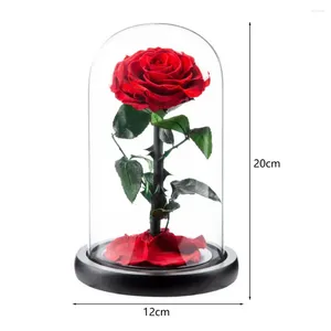 Decorative Flowers Glass Rose Ornament Delicate Aesthetic Artificial Forever Flower In Dome Birthday Gift Festival Supplies