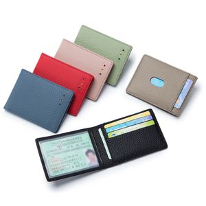 Neues echtes Leder-Kaufverlorten-Dokumentbeutel Ultra-dünner Karteninhaber RFID Creative Führerschein und Führerschein Lederhülle