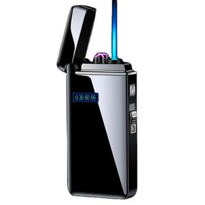 Creative Butane Without Gas And Dual Electric Arc Lighter Creative Power Display USB Cigarette Lighter Stylish