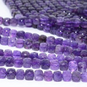 Loose Gemstones Natural Nice Amethyst Faceted Irregular Cube Bead 5mm-5.2mm