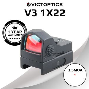 Ótica Victoptics V3 1x22 Visão de ponto vermelho 3.5moa 6 níveis Intensidade 17x23mm Closein Tiro geral de arremesso de espingarda óptica Scope Airsoft