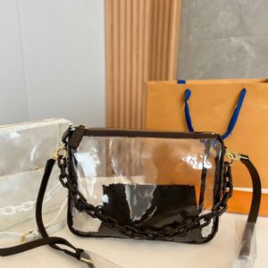 5A Designer Fashion Märke Anpassad läderkvinnor Bag full tryck mönster transparent och utsökt handväska en axel crossbody väska svart vit 235f