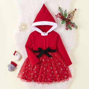 Girl Dresses Christmas Kids Clothes Red Dress Baby Cosplay Santa Claus Costume Toddler Children Xmas Hooded Carnival Party 0-4Y