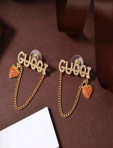 Luxury designer diamond letter Charm earrings aretes chain tassel earring two styles are available5314185