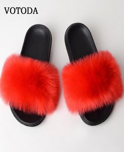 New y Faux Slides Women Slippers ry Raccoon Sandals Fake Fox Flip Flops Home Woman Casual Plush Shoes Y2004232329193