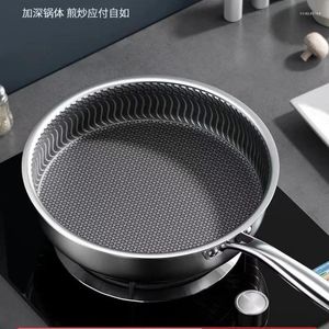 Pans Whole Body Tri-Ply Stainless Steel Frying Pan 316 Wok Double-sided Honeycomb Skillet Suitable For All Stove