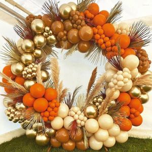 Decoração de festa 132pcs balões laranja guirlanda arco kit cromo balão marrom dourado metálico para chuveiro de chá de bebê decoração de aniversário