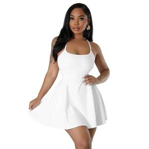 Vestido de cor sólida feminina Primavera/verão Novo produto moda e sexy de temperamento de cintura extremamente bonita