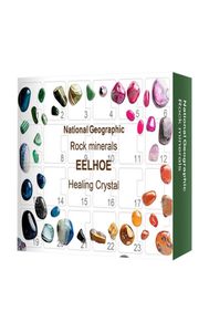 Healing Crystal Advent Calendar 2021 Gifts Box för 1224 dagar jul nedräkning Art Craft New Year Gift Natural Ore Stone Decor4136121