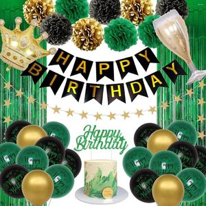 Decorazione per feste decorazioni per il compleanno Happy Banner Impiccio di carta Pom Poms for Men Donne Kids Crown Balloons Ghirlanda Tinsel Ghirlanda