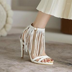 Sandálias Fringe Women Sexy High Heels 2021 Ladies Summer Shoes bombas de tamanho grande 5017955249