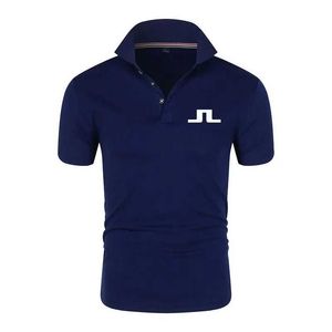 Мужская половая футболка Polos J Lindeberg Mens Mens Golf Clothing Summer Комфортная дышащая быстросохнутая футболка с коротким рукавом Men Men Polo роскошная футболка T240425