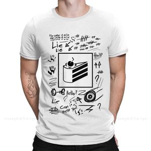 Camisetas masculinas Portal 2 Glados Lie Lie T-shirt Men 100% algodão curto verão slve casual plus size camisa adultos t240425