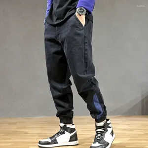 Dżinsy męskie rozciąganie haremu męskie spodnie kowbojskie sporne spodnie dla mężczyzn przycięty hip hop 2024 bawełniany miękki trend xs dżinsowy