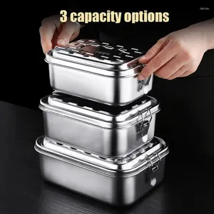Dinnerware Grade 304 Stainless Steel Lunch Box With Leak-proof Seal Container Bento Snack Organizer Large