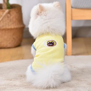 かわいい漫画のペット犬の服夏の薄いメッシュ猫ベストテディポメラニアの子犬通気性クール服コスチューム240423