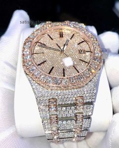 Iced Out VVS Moissanite Watches Diamond Automatic Movement Luxury Handgjorda helt is ut hiphopklocka