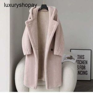 Maxmaras Casaco Teddy Bear Womens Cashmere Caats Wood Inverno 2024 Novo Cut Fleece Fur Integrated Lamb Capuz Medi N9KO