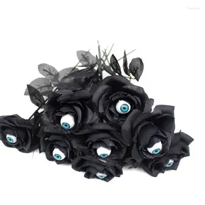 Dekorativa blommor 1pc skräckblomma rose kostymtillbehör svart falsk konstgjord med ögongloballoween levererar cosplay