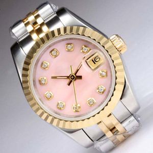 men brand watch pink wristwatch man pink watch diamond marking luxury gold watch automatic two tone with pink mop dial man watch designer watch with box 36mm