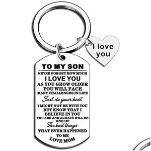 Tornari percorsi Keychain for Women Men Kids Kids Aidless Steel Keys Chains Padre Madre di mio figlio regalo di compleanno Souvenir WH DHM3U