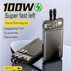 Банки питания мобильного телефона большая мощность Power Pack 80000MAH встроенный кабель 100 Вт Ультрастрадная зарядка Apple Huawei Universal Mobile Power Fulls J240428