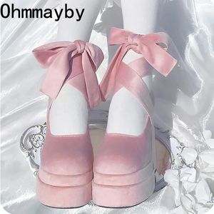 Дизайнерская платформа женщина Mary Jane Shoes Fashion Elegant Cross Strap Thick Heel Shoes Ladies College Style Dress Sups Shoes 240418