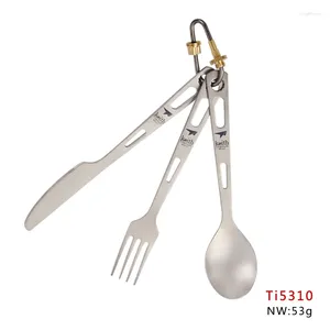 أدوات المائدة مجموعات Keith 3pcs Titanium Tablemonware سكين شوكة ملعقة المائدة خفيفة الوزن مجموعة هدية عيد الميلاد مع مشبك