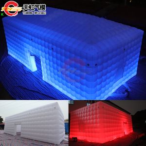 Atividades ao ar livre Tent da tenda de cubos infláveis comerciais para eventos de festas gigantes Gigante grande tenda quadrada inflável branca com luzes coloridas