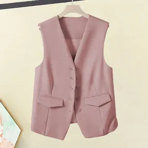 Kvinnors västar Spring Summer Fall Suit Elegant enkelbröst V-nackmästning med dekorativa fickor Formell affär för kontoret