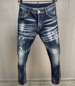 Tr Apstar Slim Blue Herren Jeans DSQ2 Biker Jeans Classic Hip Hop Rock Moto Design Distrisierter Denim -Skinny DSQ Jeans 603