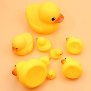 Baby Bath Toys 9 Sizes Bathroom Rubber Yellow Duck Bathing Playing Water Squeeze Sounding Duck Mini Swimming Ring Toys for Newborn Baby Gift