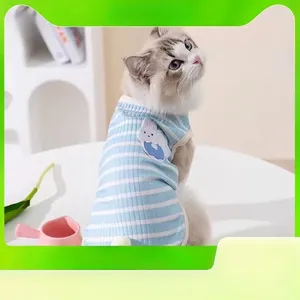 Abbigliamento per cani vestiti per animali domestici canotta a strisce estate gatto piccolo orsacchiotto pomeraniano sottile