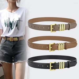 Belts Gold Buckle Real Leather Ladies Jeans Belt Straps Simple Design Cowhide Cinturones Para Hombre Centure Homme Marque De Luxe