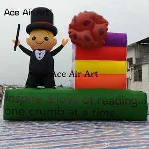 Modelo Durável Personalizado por atacado Professor inflável com livros com professora de base e permanente gratuito e biscoito feito por Ace Air Art