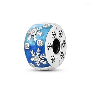 Loose Gemstones Romantic S925 Sterling Silver Unique Snowflake Hollow Charm Fit Armband Women's Workplace smycken Tillbehör