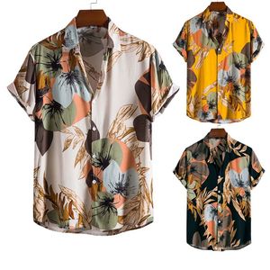 Erkek gömlek yaz gündelik plaj tarzı moda çiçek baskılı düğme yukarı kollu kılıf aşağı yaka tasarımcı gömlekleri büyük boyutlu