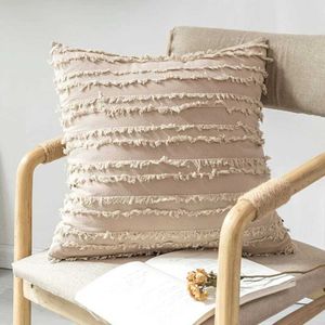 Cushion/Decorative Striped Cushion Covers 45x45 Beige Throw Cover for Couch Home Decor s for Sofa Bedroom Solid Color Cases