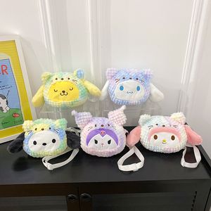 Peluche borsetta da donna tintura di donne my melodia kuromi peluche borsa a messaggero cartone animato borsa per bambini all'ingrosso