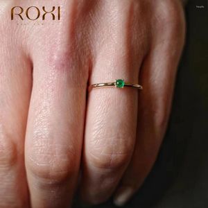 Anelli a grappolo Roxi 925 Sterling argento rotondo verde rotondo di dito cristallino per donne 5A Zrcon Dichiarazione di nozze Festa Gioielli