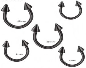 Cono in argento nero a ferro di cavallo bar per piercing per piercing gioiello anello naso tetto a telaio 100 pcslot bar labbro labbro labret gioielleria7485874