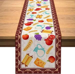 Table Cloth Happy Shavuot Linen Runners Kitchen Decor Jewish Harvest Celebration Dining Holiday Party Decoration