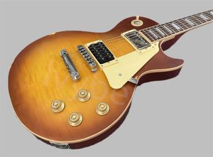 Electric guitar Jimmy page model relic honey burst paint and aged parts small pin bridge bone nut rich flame top